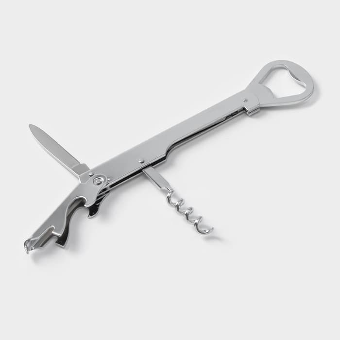 Штопор-открывашка Доляна «Универсальная», h=14 см, серебристый