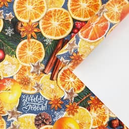 Упаковочная бумага на Новый год «Пряные мандарины», 70×100 см, глянцевая