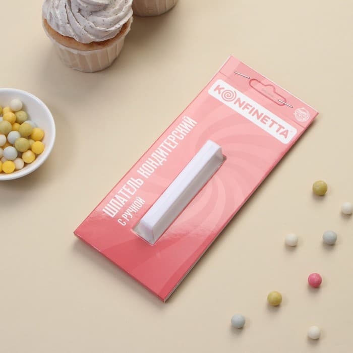 Кондитерский утюжок для мастикиKONFINETTA, 15×8×2.5 см, с ручкой, пластик, белый