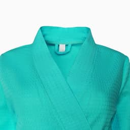 Халат вафельный женский Экономь и Я рукав 3/4, размер 54-56, бирюзовый, 100% хлопок, 200 г/м²