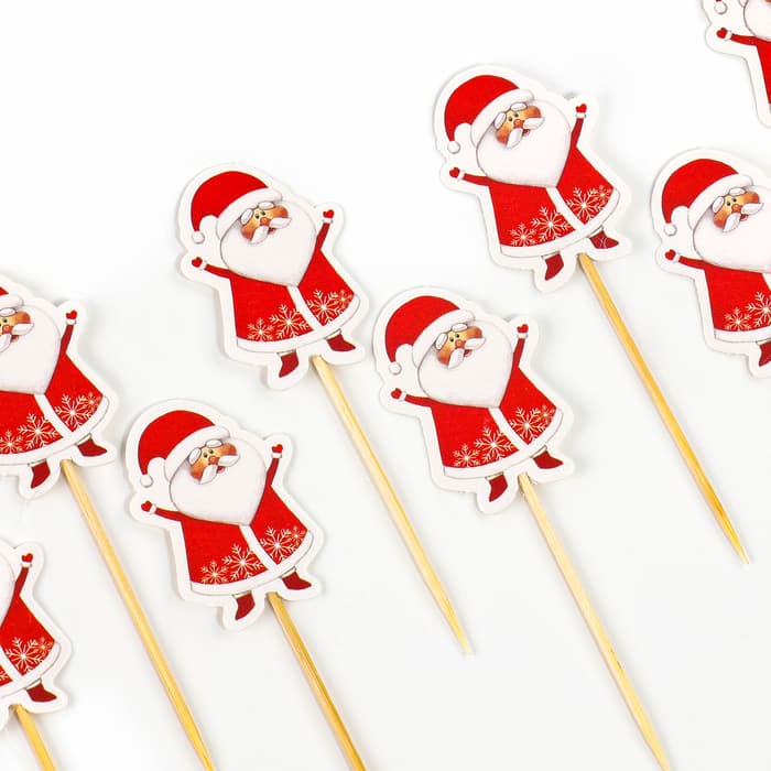 Шпажки для канапе новогодние «Дедушка Мороз», набор 12 шт.
