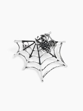 Брошь «Паук в паутине», чёрный, белая в серебре