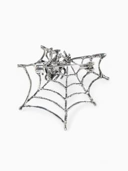 Брошь «Паук в паутине», чёрный, белая в серебре