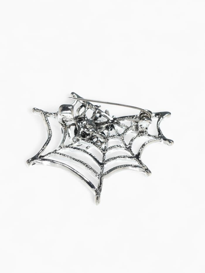 Брошь «Паук в паутине», чёрный, белая в серебре