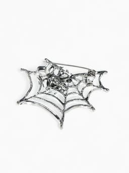 Брошь «Паук в паутине», чёрный, белая в серебре