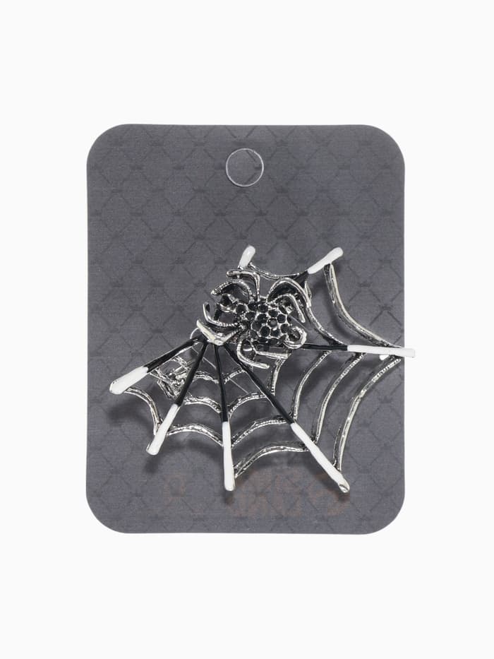 Брошь «Паук в паутине», чёрный, белая в серебре