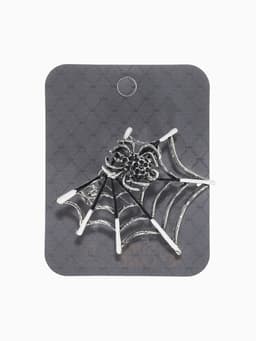 Брошь «Паук в паутине», чёрный, белая в серебре