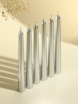 Свечи античные 1.9×20 см, набор 6 шт., серебряный металлик
