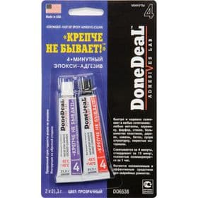 Клей эпоксидный done DEAL «Крепче не бывает», 2-комп., 4-минутный, прозрачный, 2×21.3 г