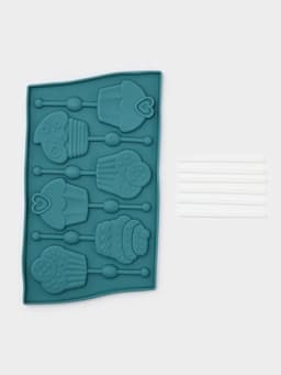 Форма для леденцов Доляна «Капкейк», силикон, 27.5×16.5 см, 6 ячеек (6×7 см), с палочками, МИКС