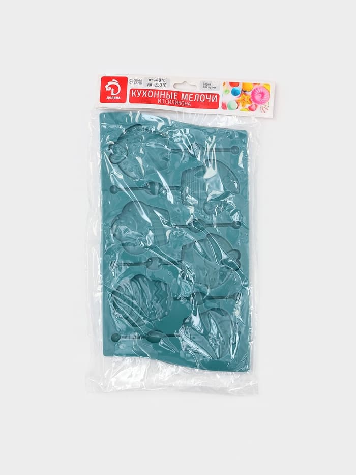 Форма для леденцов Доляна «Капкейк», силикон, 27.5×16.5 см, 6 ячеек (6×7 см), с палочками, МИКС