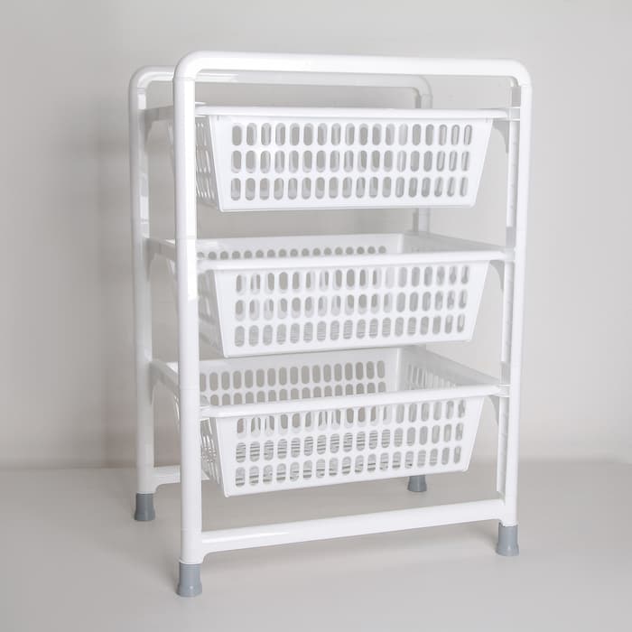 Этажерка напольная, 3-х секционная, с выдвижными лотками, белая