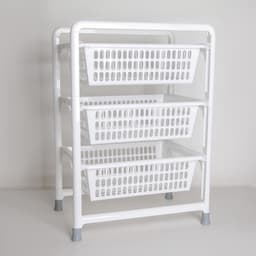Этажерка напольная, 3-х секционная, с выдвижными лотками, белая