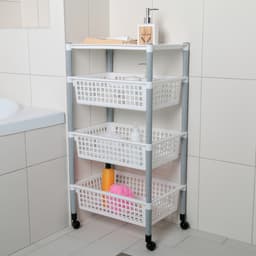 Этажерка напольная на колесиках 4-х секционная, МИКС