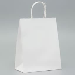Пакет крафт без печати, белый, круглая ручка 22×12×28 см