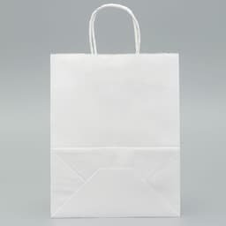 Пакет крафт без печати, белый, круглая ручка 22×12×28 см
