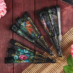 Веер складной «Цветы», 24 см, пластик, МИКС