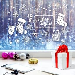 Наклейки на окна многоразовые «С Новым годом», 33×50 см