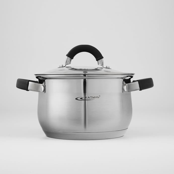 Набор посуды Катунь «Ирида», 3 предмета: кастрюли 2.9 л, 3.9 л, ковш 1.9 л, капсульное дно, индукция, нержавеющая сталь, AISI - 201