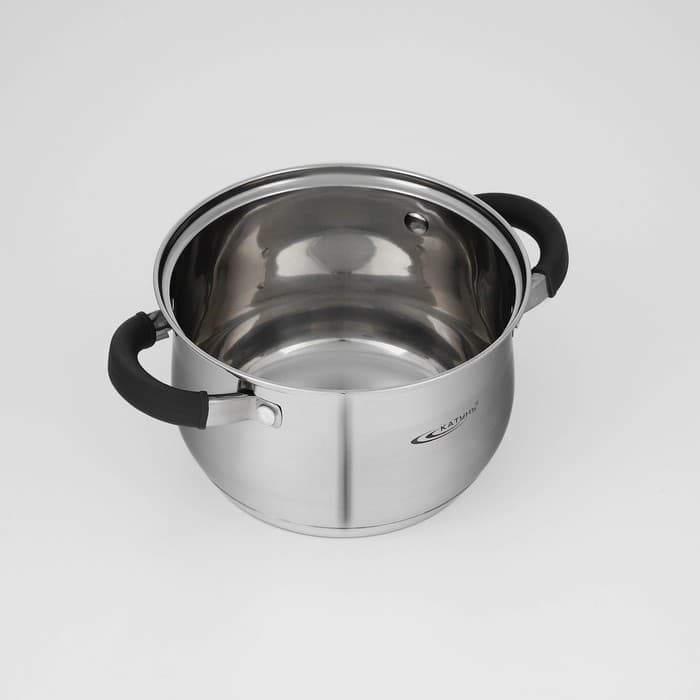 Набор посуды Катунь «Ирида», 3 предмета: кастрюли 2.9 л, 3.9 л, ковш 1.9 л, капсульное дно, индукция, нержавеющая сталь, AISI - 201