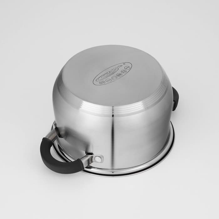 Набор посуды Катунь «Ирида», 3 предмета: кастрюли 2.9 л, 3.9 л, ковш 1.9 л, капсульное дно, индукция, нержавеющая сталь, AISI - 201