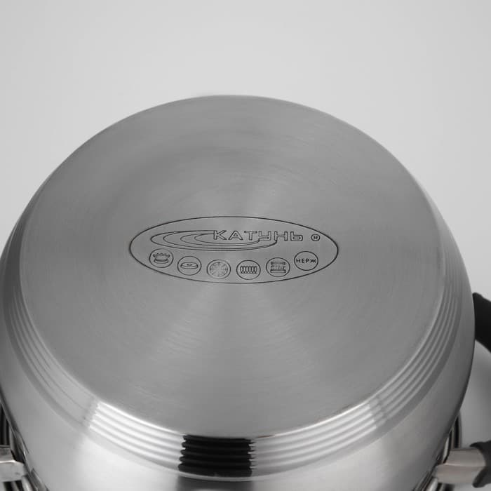Набор посуды Катунь «Ирида», 3 предмета: кастрюли 2.9 л, 3.9 л, ковш 1.9 л, капсульное дно, индукция, нержавеющая сталь, AISI - 201