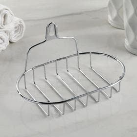 Мыльница подвесная овальная Доляна, 13.5×10.5×8 см, серебристая