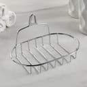 Мыльница подвесная овальная Доляна, 13.5×10.5×8 см, серебристая