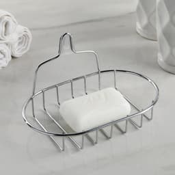 Мыльница подвесная овальная Доляна, 13.5×10.5×8 см, серебристая