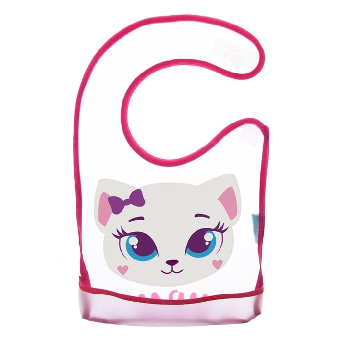 Нагрудник для кормления M&B «Котёнок» непромокаемый на липучке, с карманом, МИКС