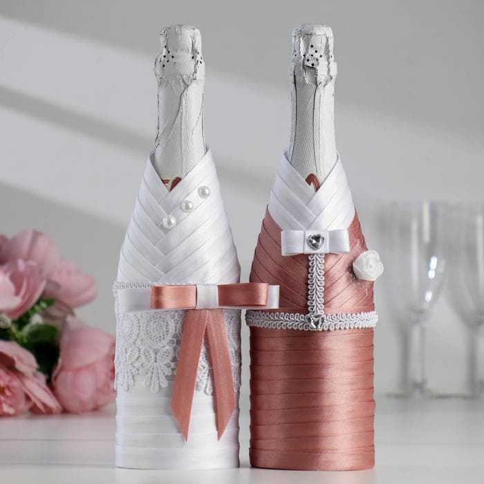 Украшение для шампанского «Нежность», пыльная роза