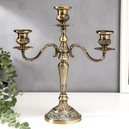 Металлический подсвечник на 3 свечи «Канделябр. Рим», под латунь, 36×32×12.5 см