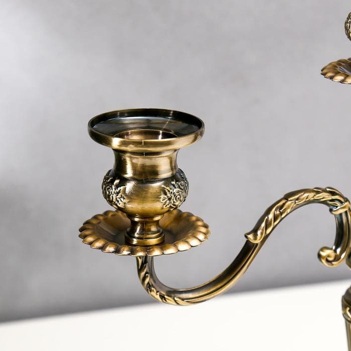 Металлический подсвечник на 3 свечи «Канделябр. Рим», под латунь, 36×32×12.5 см