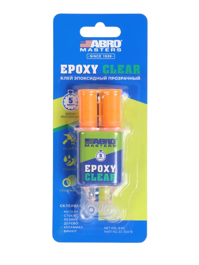 Клей эпоксидный ABRO EC-300-R, прозрачный, шприц, 6 мл