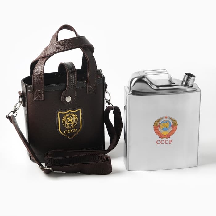 Фляжка «СССР», нержавеющая сталь, чехол, 1600 мл