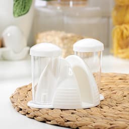 Набор для специй с салфетницей BEROSSI Cake, 2 шт.: солонка и перечница 70 мл, пластик, белый