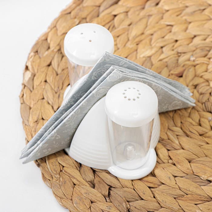 Набор для специй с салфетницей BEROSSI Cake, 2 шт.: солонка и перечница 70 мл, пластик, белый