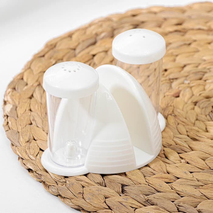 Набор для специй с салфетницей BEROSSI Cake, 2 шт.: солонка и перечница 70 мл, пластик, белый