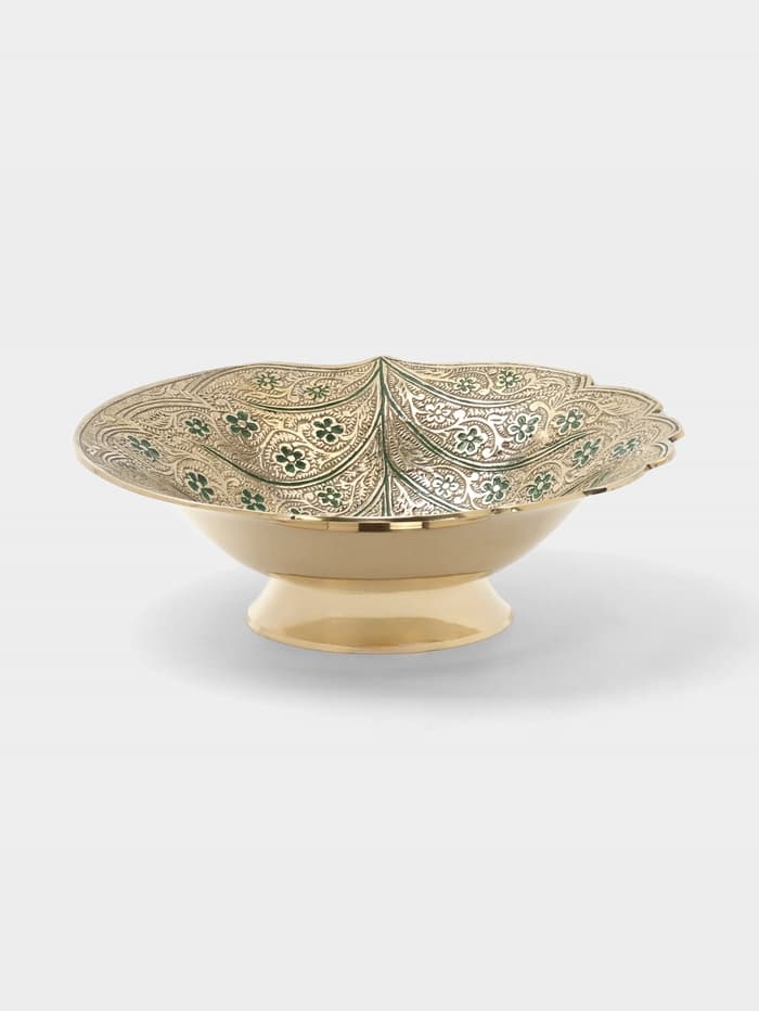 Блюдо «Листочек», 16.5×16.5×5 см, латунь, цветная эмаль