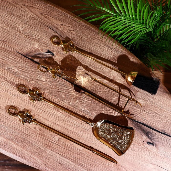 Каминный набор «Королевский», 5 предметов, 57.5×13×13 см, латунь