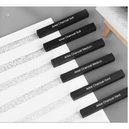 Уголь прессованный для рисования, чёрный, 6 штук в наборе (мягкий, средний, твёрдый)