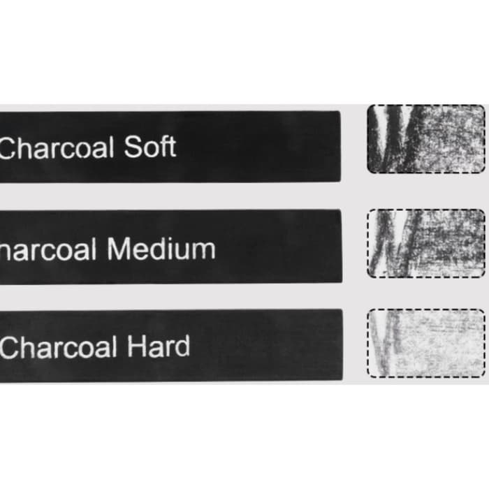 Уголь прессованный для рисования, чёрный, 6 штук в наборе (мягкий, средний, твёрдый)