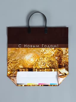 Пакет подарочный новогодний «Золотая сказка», полиэтиленовый с пластиковой ручкой, 38×35 см