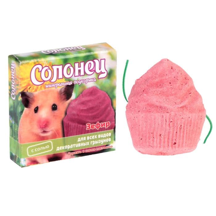 Минеральная подкормка для грызунов «Солонец», зефир, 14 г, розовый