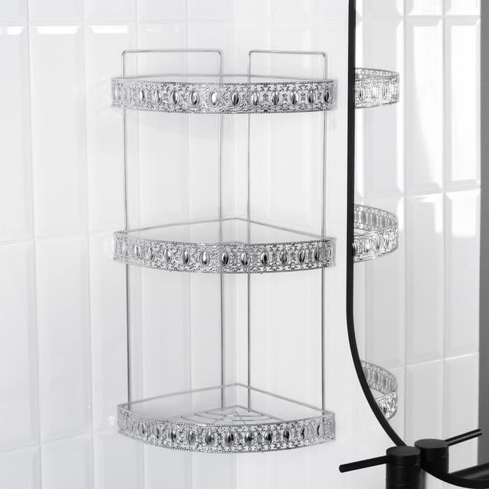 Полка для ванной Доляна, угловая, 3-ярусная, 23×23×54 см, хромированная