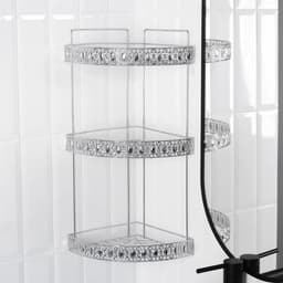 Полка для ванной Доляна, угловая, 3-ярусная, 23×23×54 см, хромированная