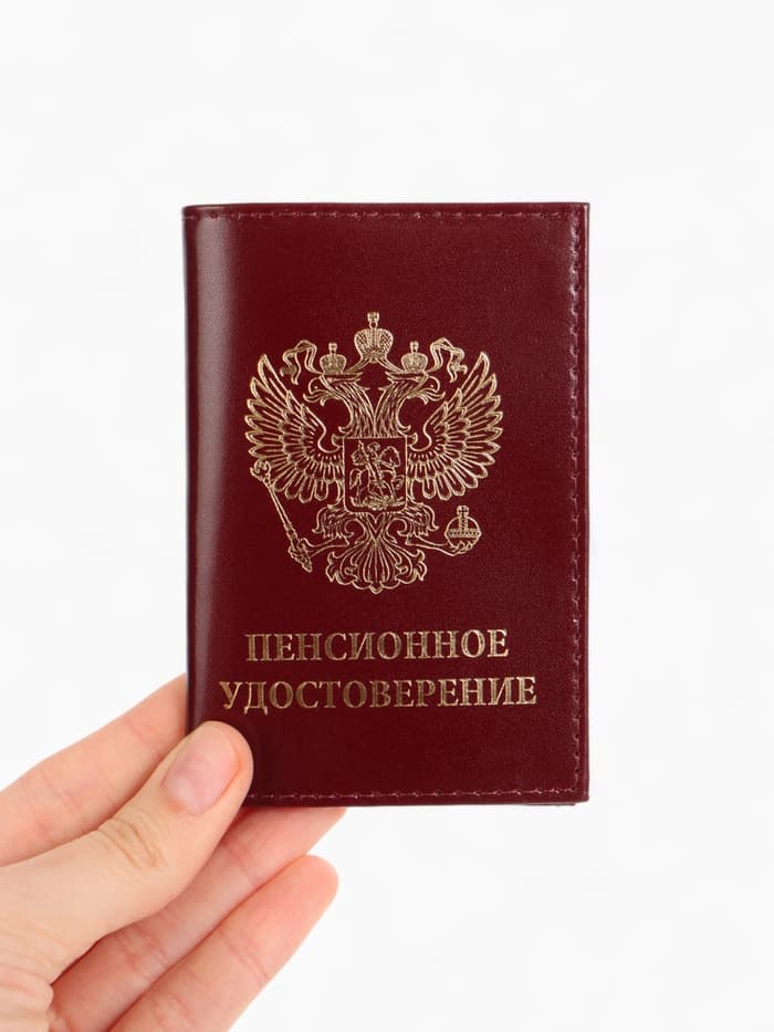 Обложка для пенсионного удостоверения, бордовая