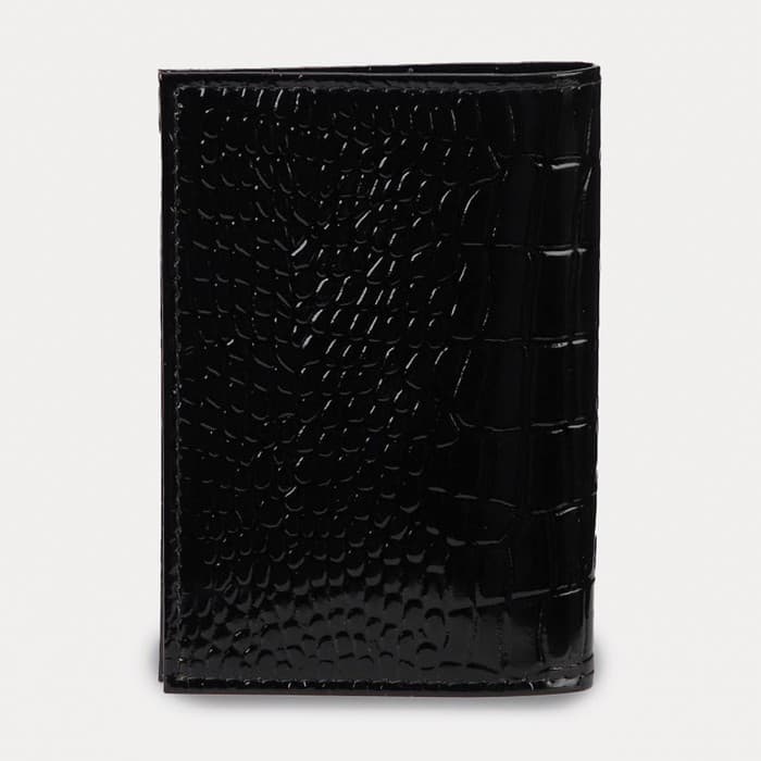 Обложка для пенсионного удостоверения, натуральная кожа, чёрная