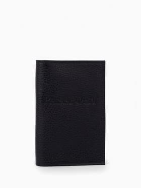 Обложка для паспорта, натуральная кожа, флотер, чёрная