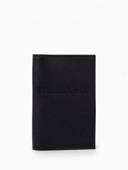 Обложка для паспорта, натуральная кожа, флотер, чёрная